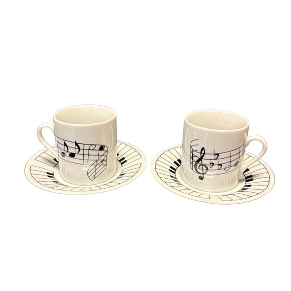 Vintage: Entertaining by Shafford • Music Note & Piano Espresso Set - Picture 1 of 4